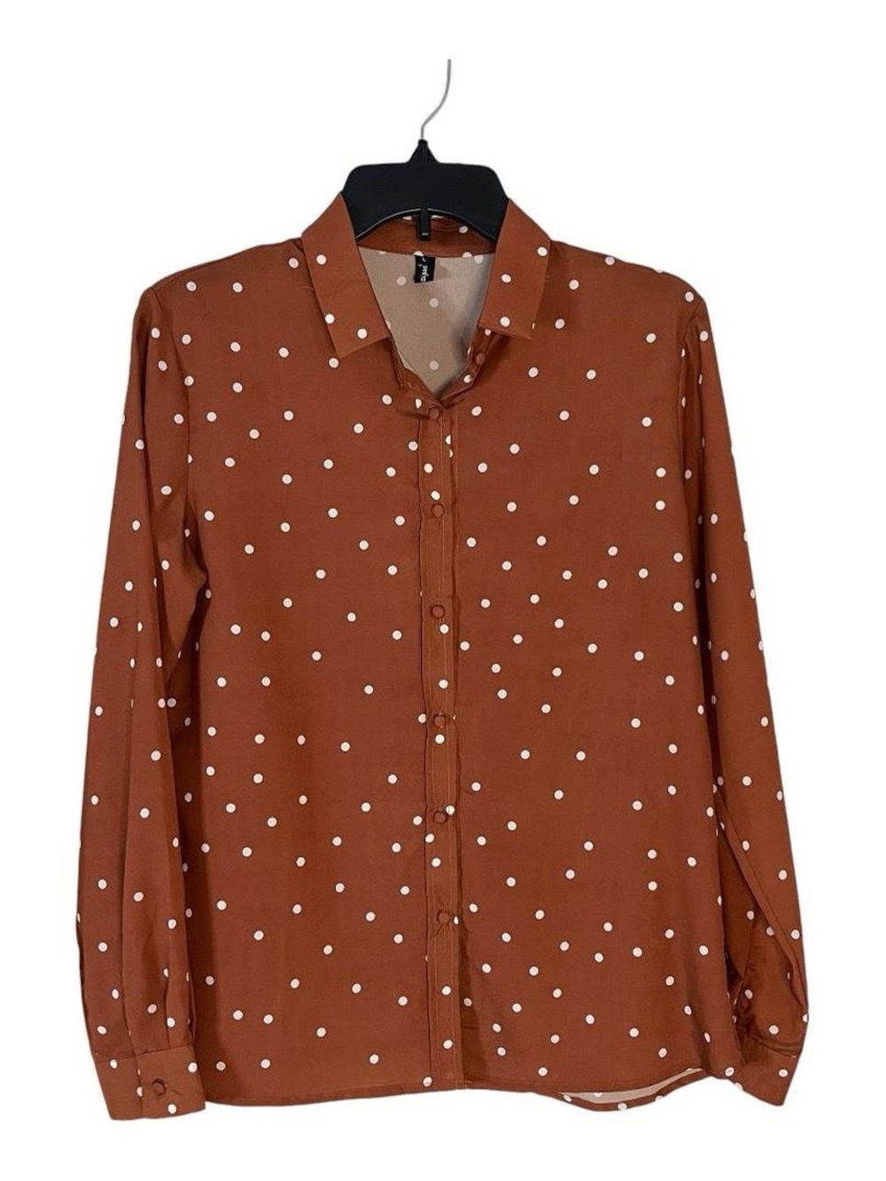 Women’s Brown Polka Dot Button-Down Shirt